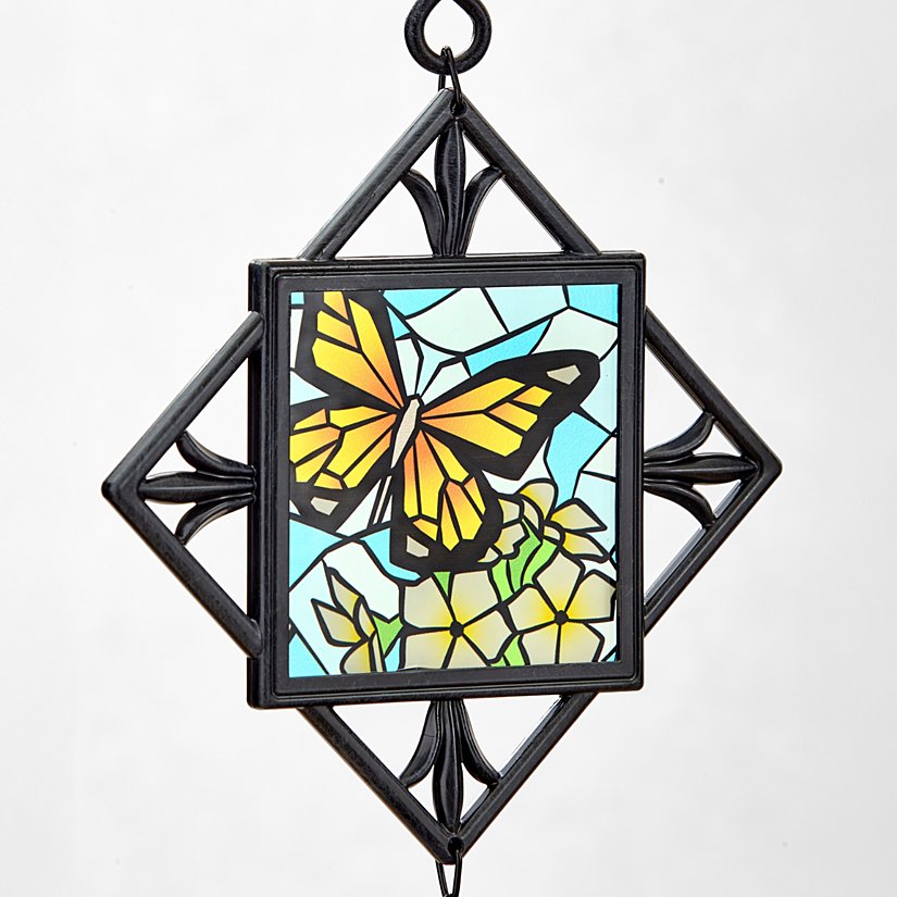Flies With Butterflies Stained Glass Memorial Wind Chime