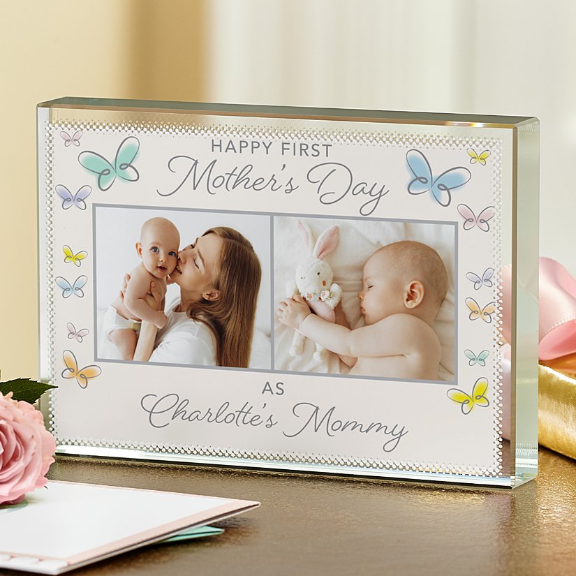 First Mother's Day Butterfly Glass Block