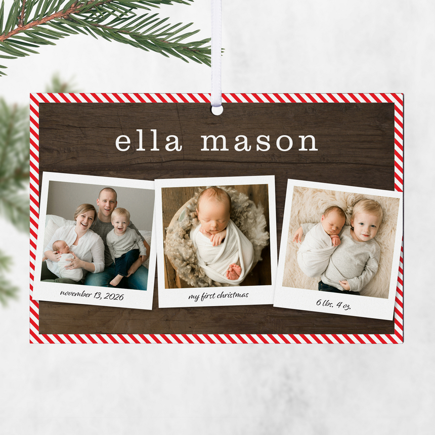 Candy Cane Stripes Photo Rectangle Ornament