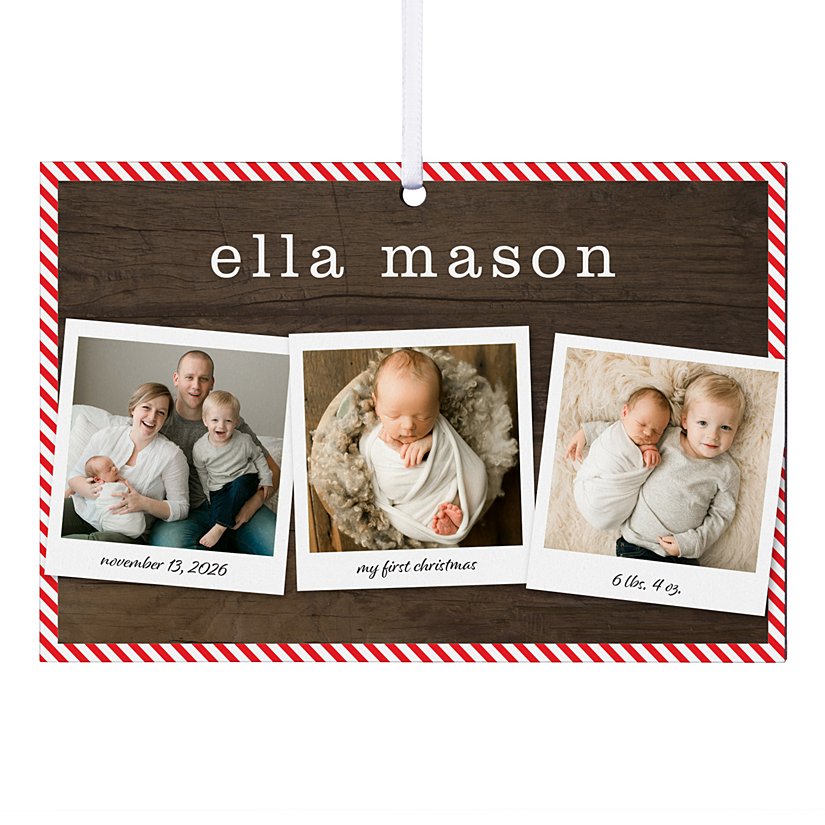 Candy Cane Stripes Photo Rectangle Ornament