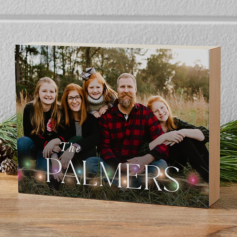 Holiday Lights Photo Wood Block