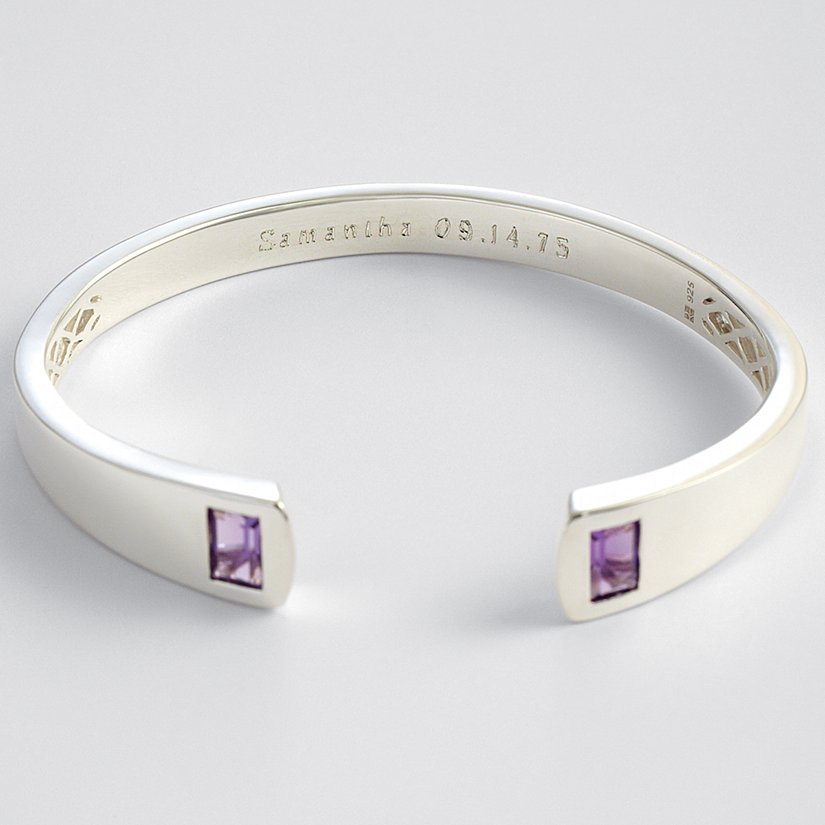 Secret Message Personalized Birthstone Cuff