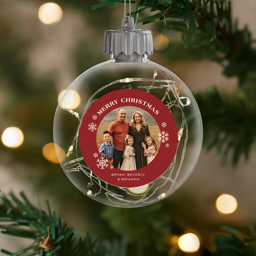 Holiday Wishes Photo Fairy Light Ornament