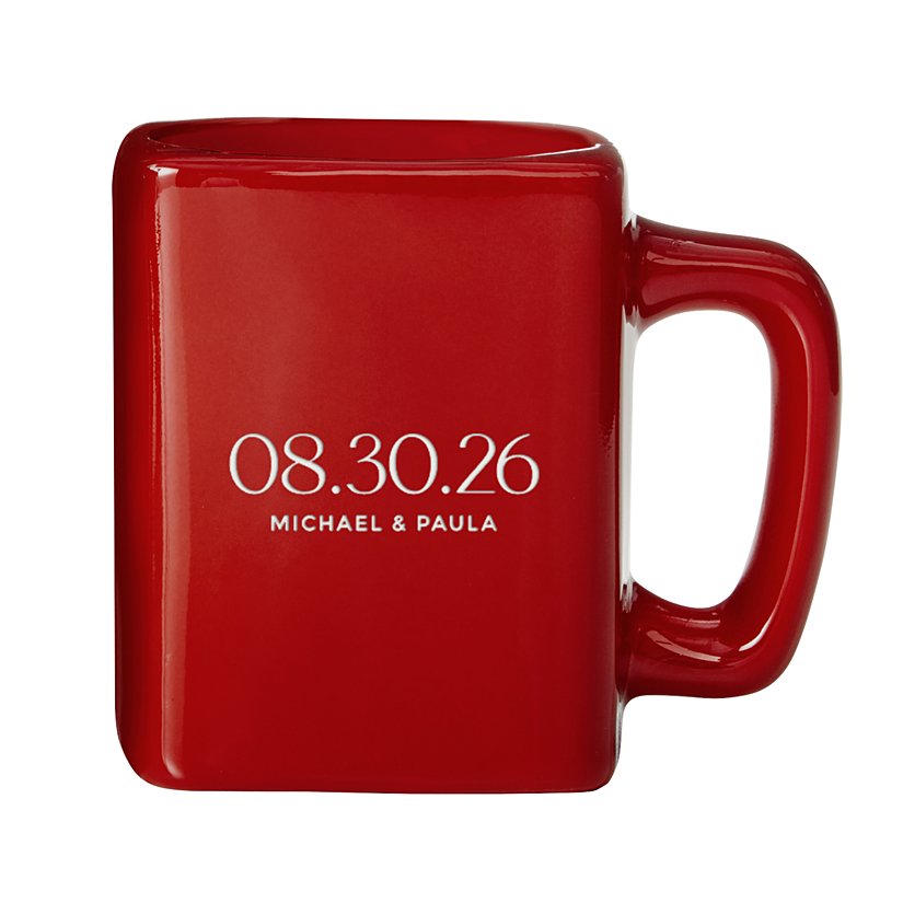 Memorable Date Red Square Mug 4 Memorable Date Red Square Mug