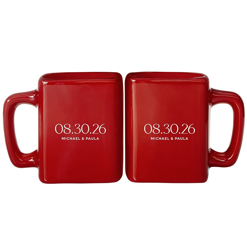 Memorable Date Red Square Mug 2 Memorable Date Red Square Mug