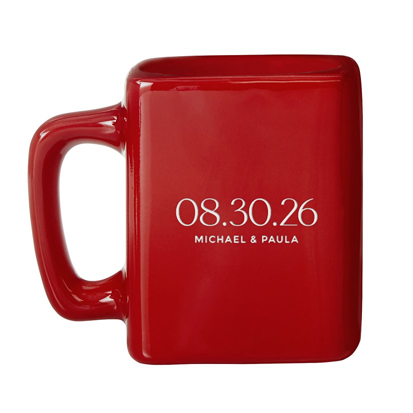 Memorable Date Red Square Mug 3 Memorable Date Red Square Mug