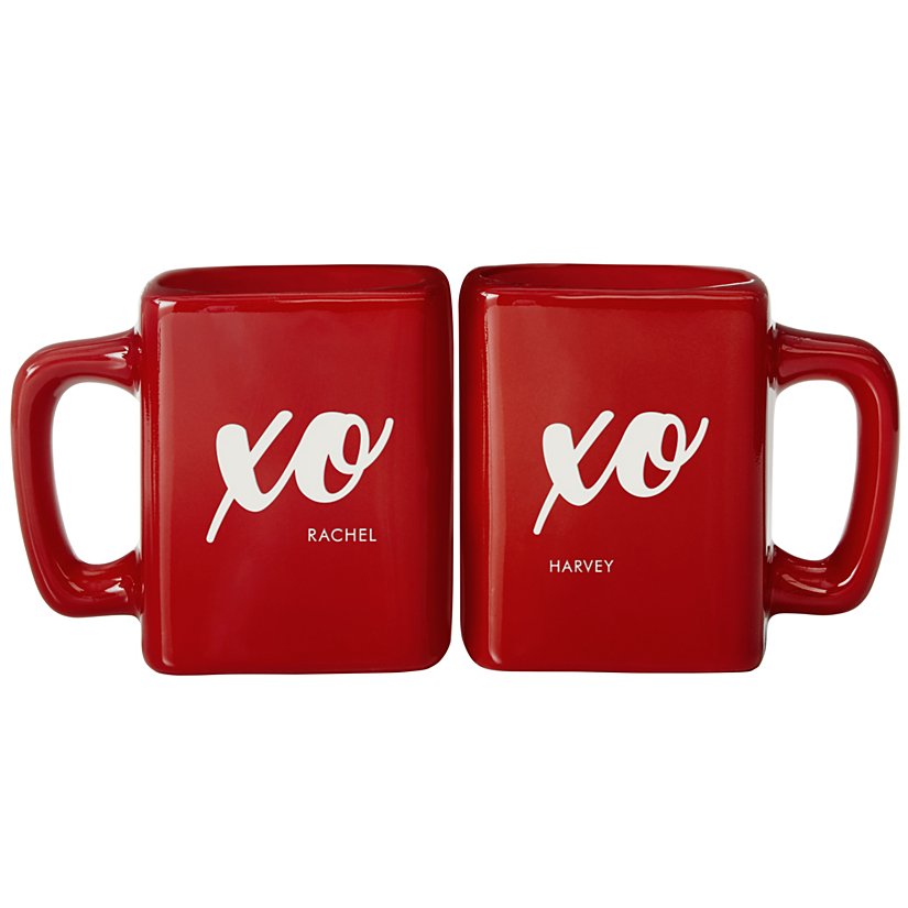 Hugs & Kisses Red Square Mug Set 2 Hugs & Kisses Red Square Mug Set
