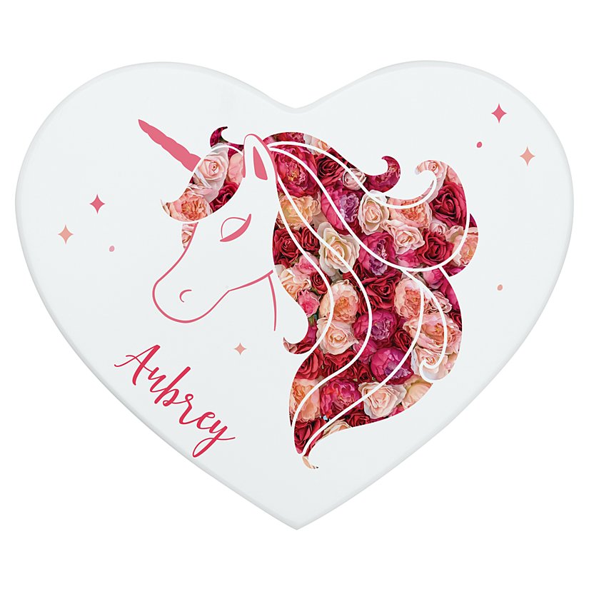 Enchanted Unicorn Floral Heart-shaped Personalized Jewelry Box