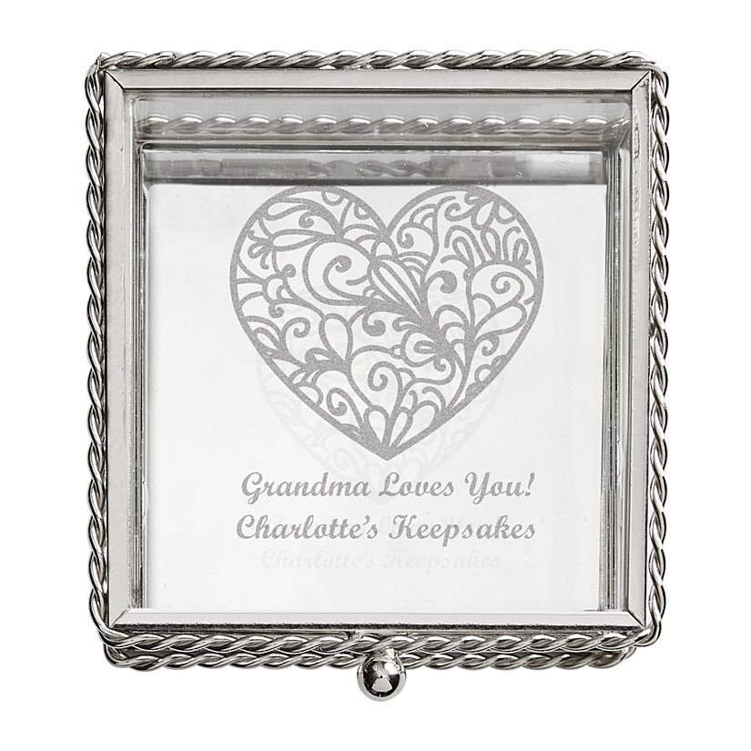 Glass Heart Personalized Jewelry Box