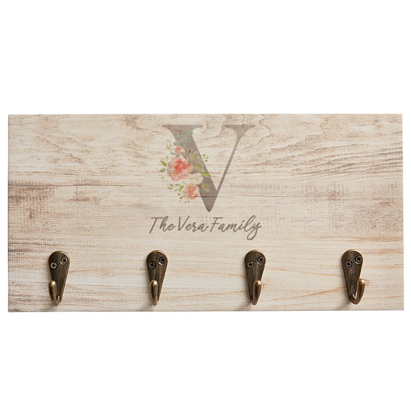 Elegant Floral Family Personalized Name Key Holder