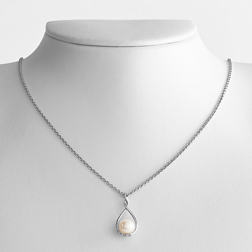 Timeless Pearl and Diamond Personalized Infinity Necklace