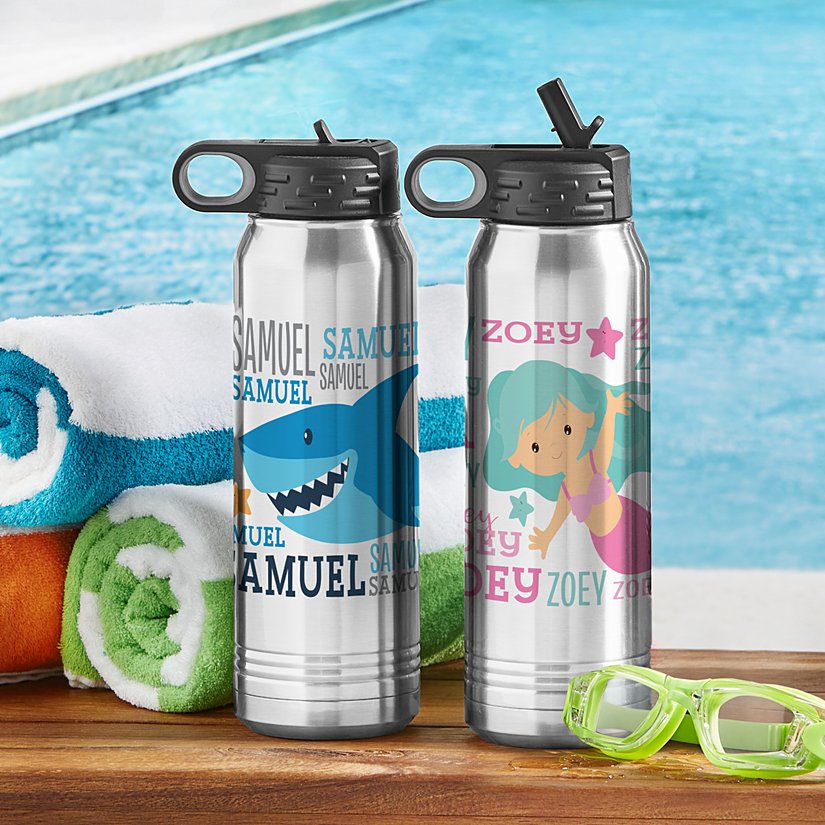 Adorable & Beachy Personalized Stainless Steel Water Bottle