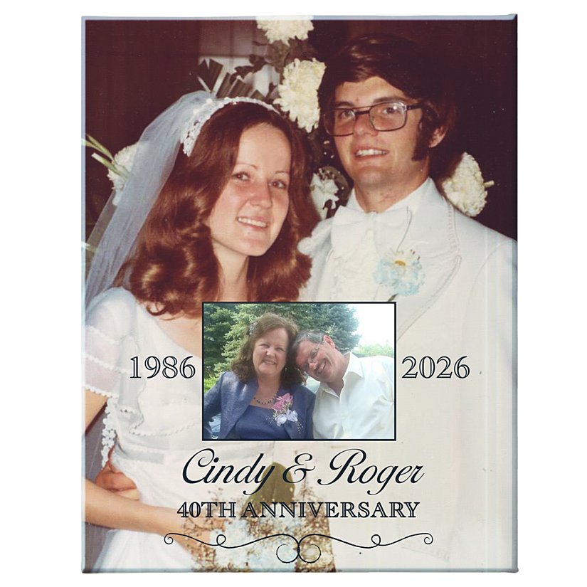 Then & Now Anniversary Personalized Photo Canvas