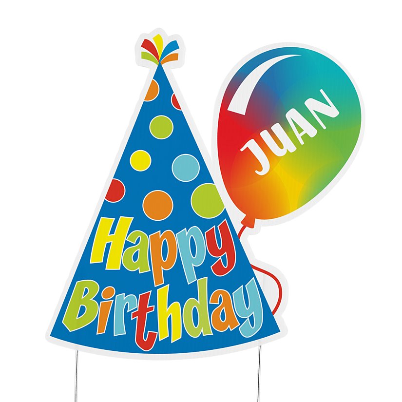 Birthday Celebration Hat & Balloon Personalized Lawn Sign 4 Birthday Celebration Hat & Balloon Personalized Lawn Sign