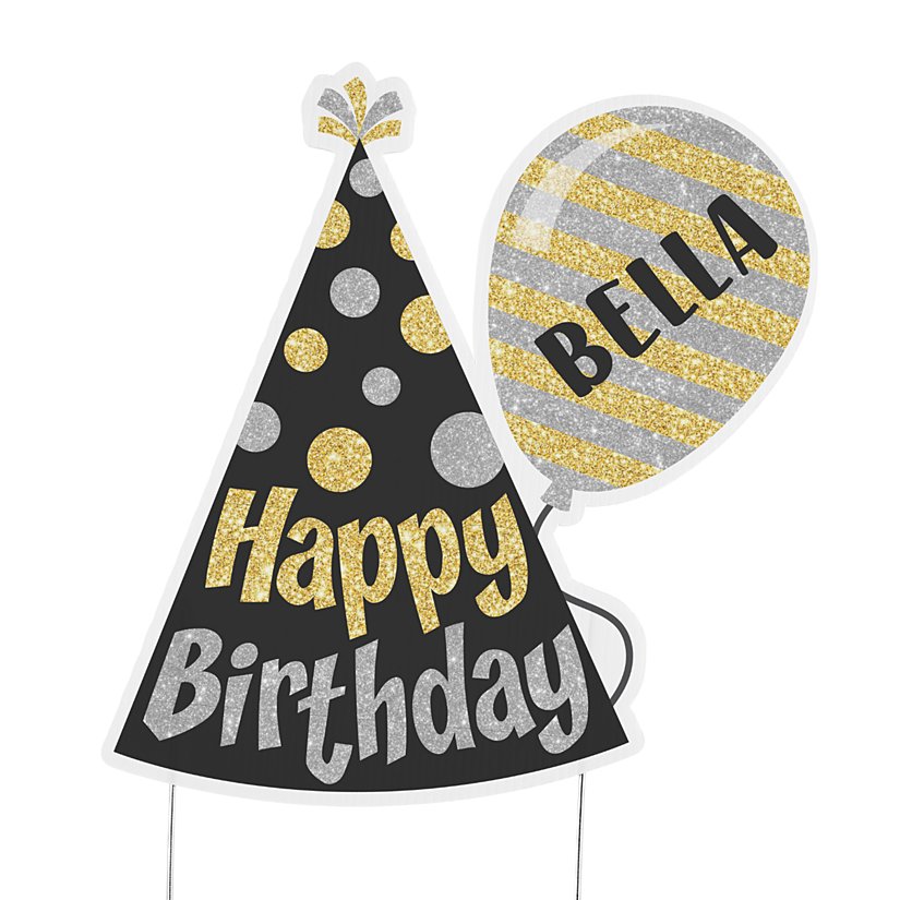 Birthday Celebration Hat & Balloon Personalized Lawn Sign 5 Birthday Celebration Hat & Balloon Personalized Lawn Sign