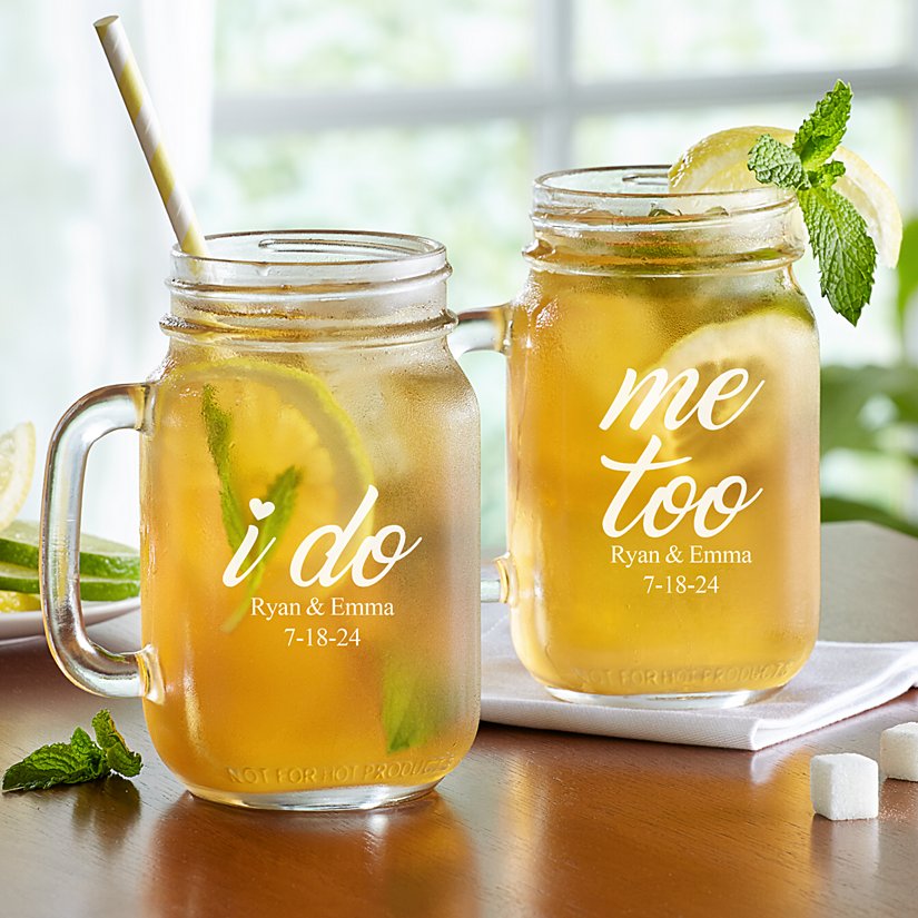 We Do, Us Too Personalized Mason Jars - Set of 2