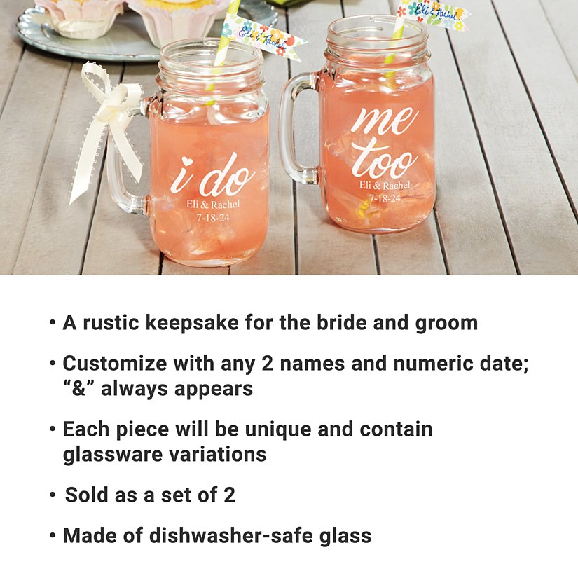 We Do, Us Too Personalized Mason Jars - Set of 2
