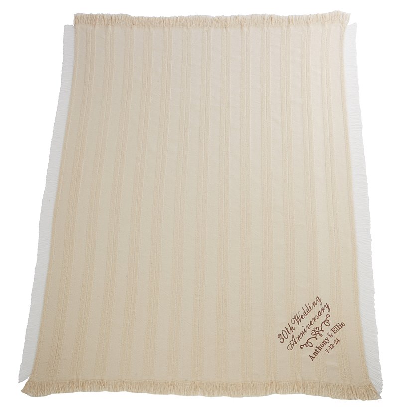 Sophisticated Anniversary Personalized Embroidered Blanket