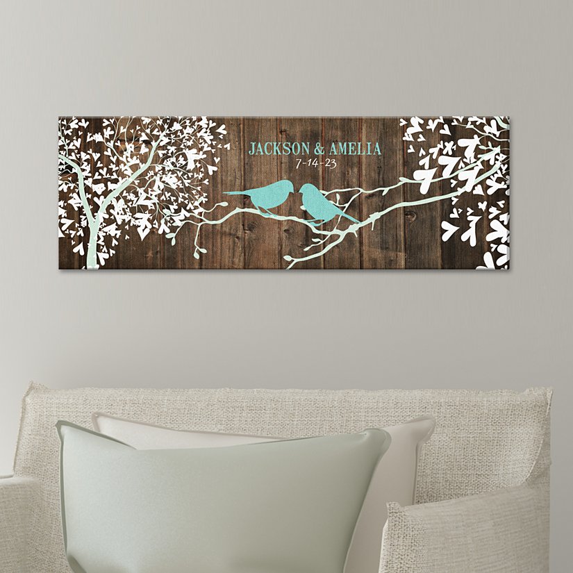 TwinkleBright® LED Lovely Lovebirds Personalized Canvas
