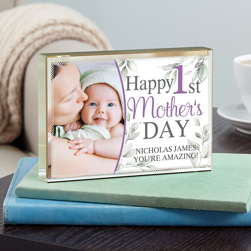 Cherished 1st Mother's Day Personalized Photo Glass Display
