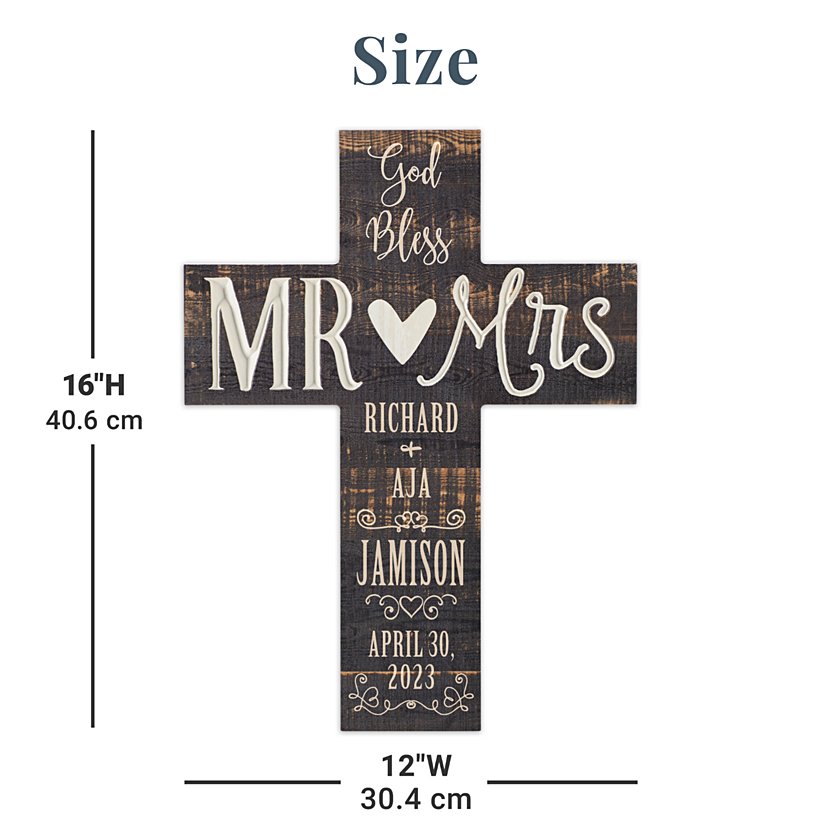 Divine Blessings Personalized Mr. & Mrs. Wooden Cross