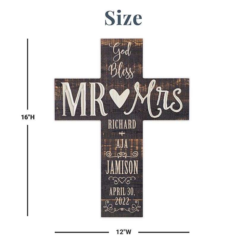 Divine Blessings Personalized Mr. & Mrs. Wooden Cross