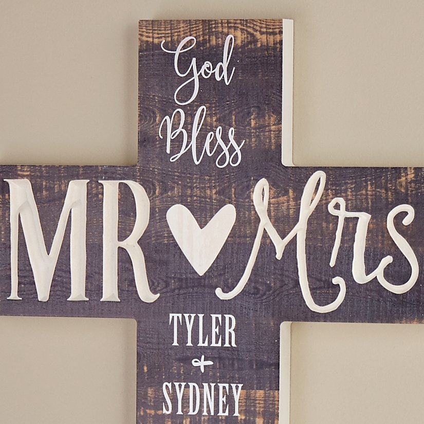 Divine Blessings Personalized Mr. & Mrs. Wooden Cross