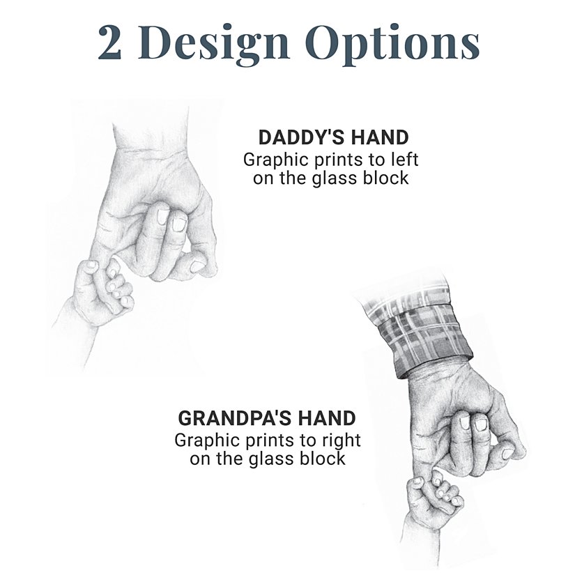 Father or Grandfather's Hand Personalized Keepsake Glass Block