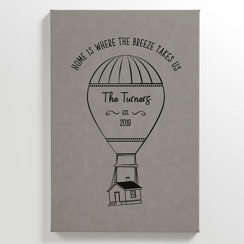 Enchanting Hot Air Balloon Personalized Leather Wall Decor