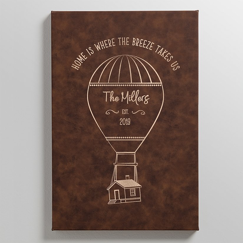 Enchanting Hot Air Balloon Personalized Leather Wall Decor