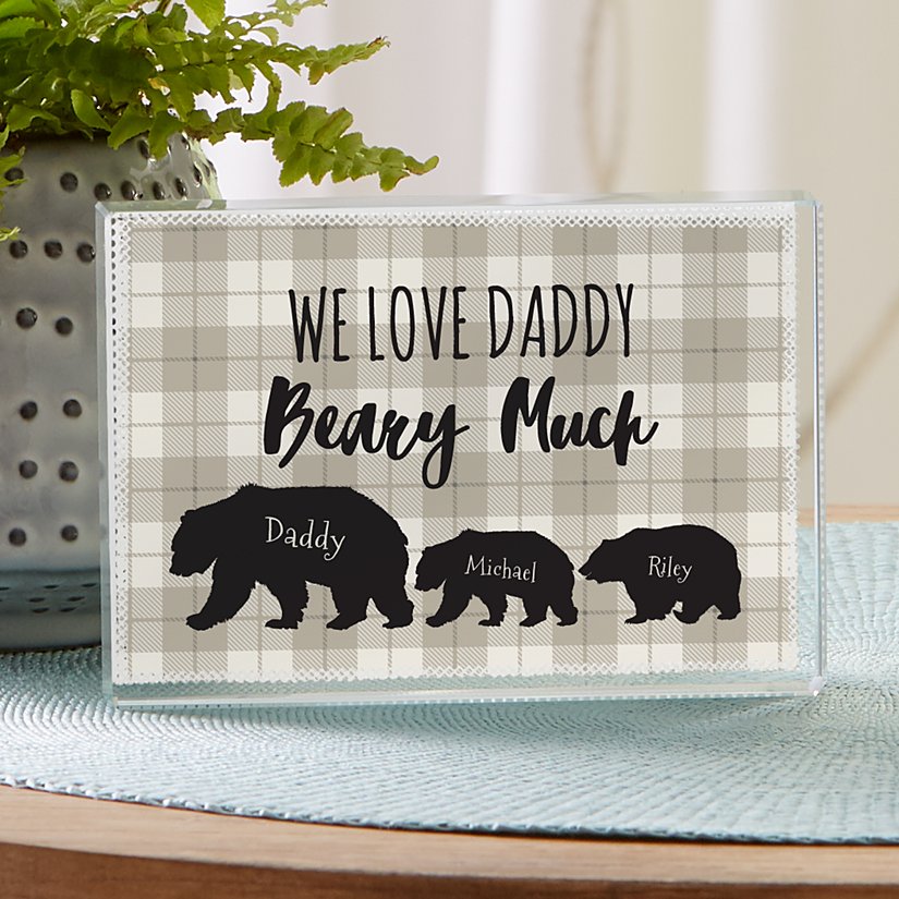Adore You Beary Much Personalized Glass Block