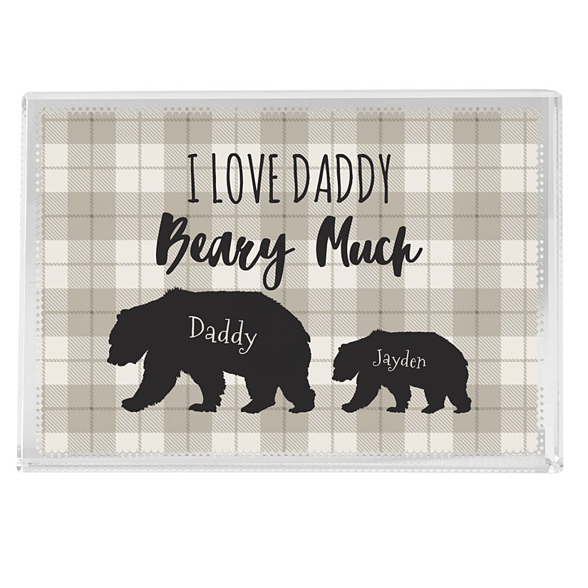 Adore You Beary Much Personalized Glass Block