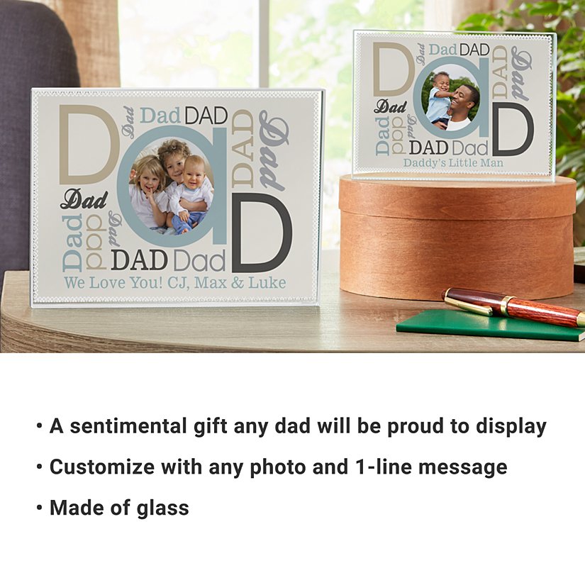 DAD Photo Personalized Keepsake Glass Block