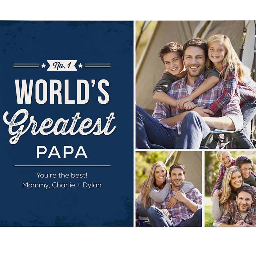 #1 Dad Photo Message Personalized Wooden Block