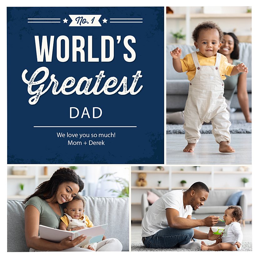 #1 Dad Photo Message Personalized Wooden Block