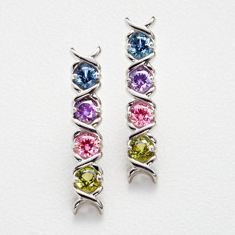 Hugs & Kisses Birthstone Personalized Earrings