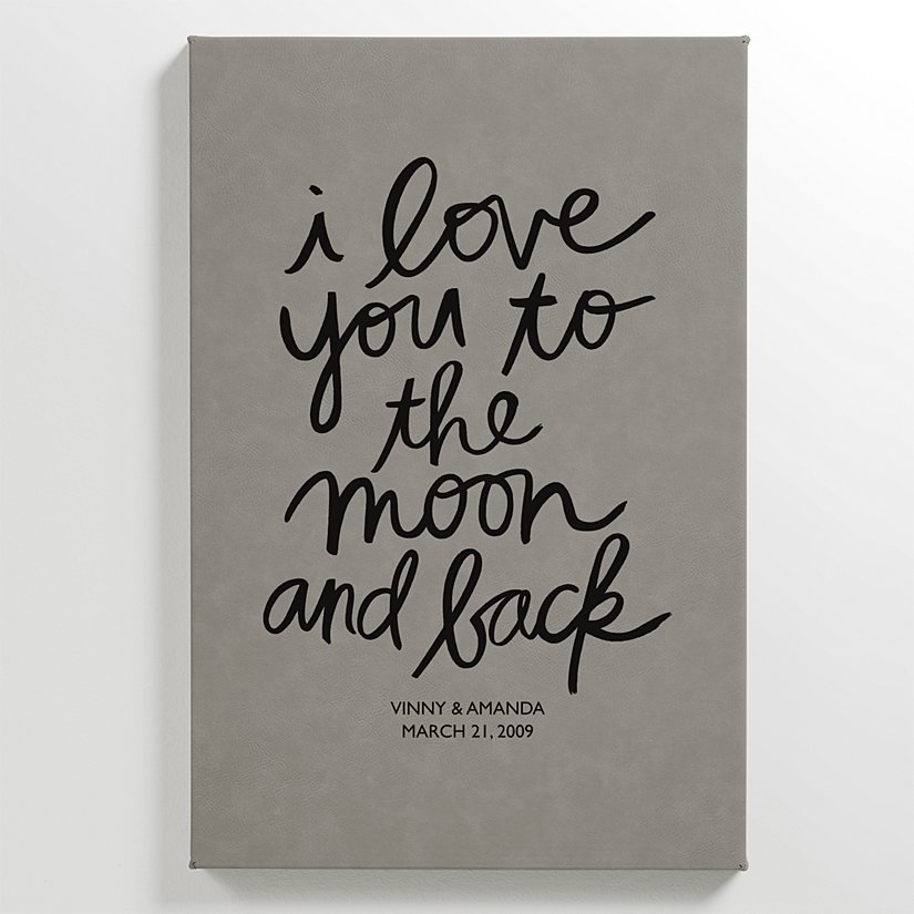 Love You to the Moon and Beyond Personalized Leather Wall Art
