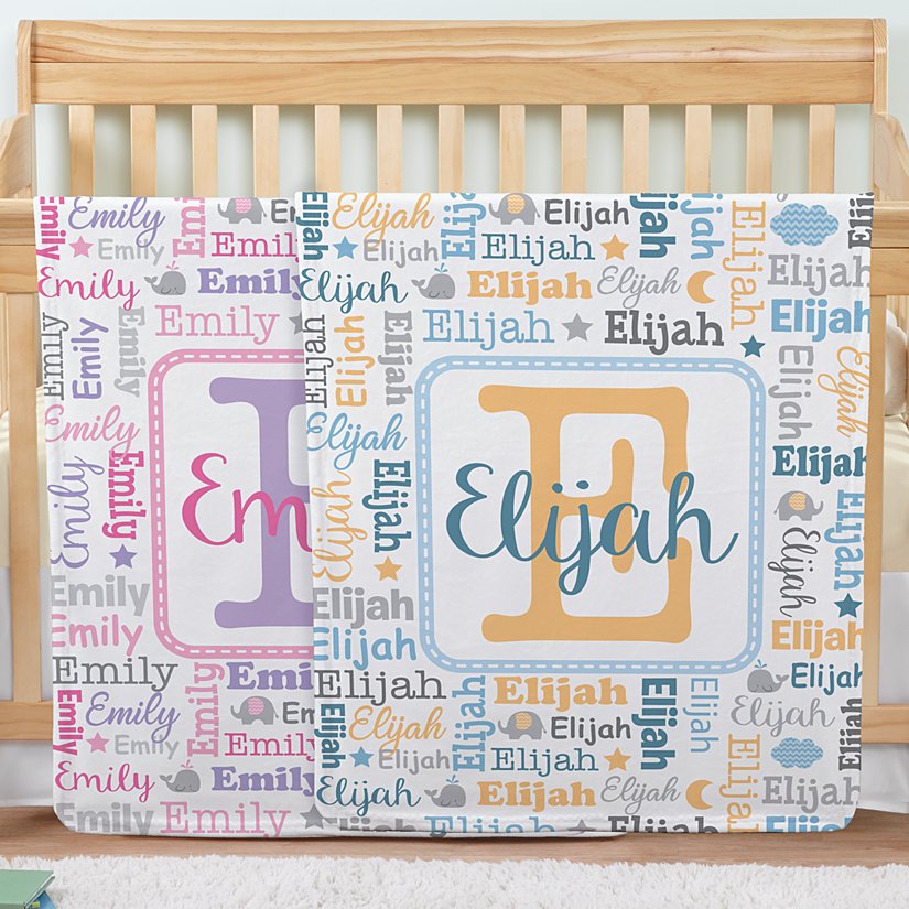 Adorable Baby Name Personalized Plush Blanket Collection