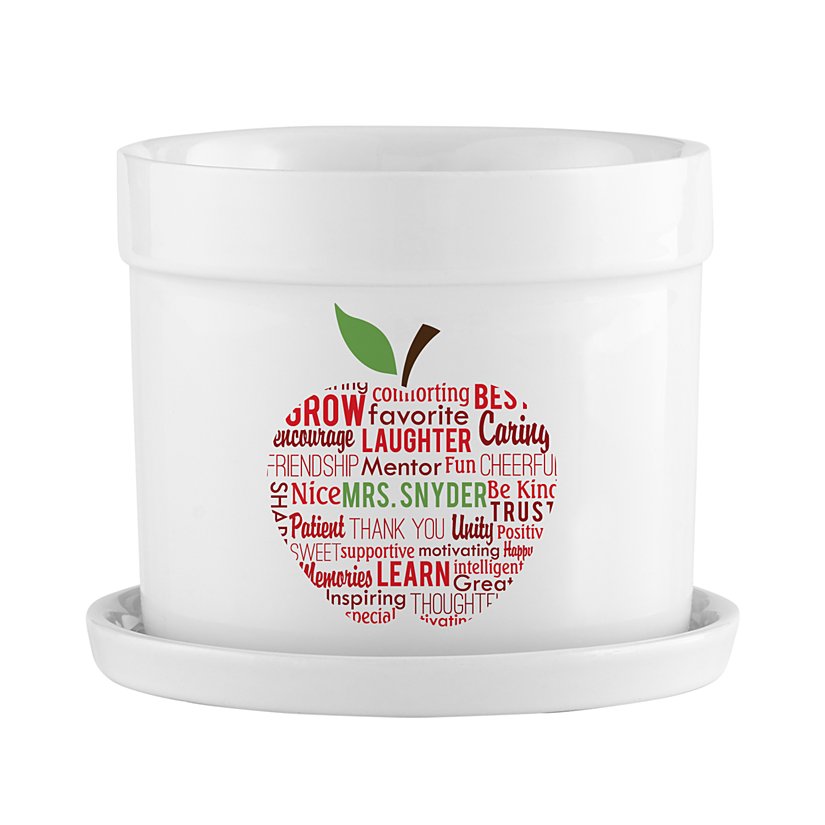 Teacher's Apple Personalized Flower Pot