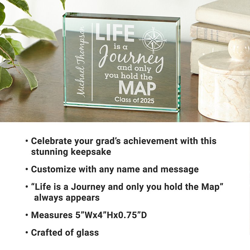 Path of Life Personalized Graduation Glass Block