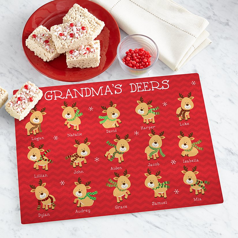 Adorable Fawns Personalized Glass Cutting Board