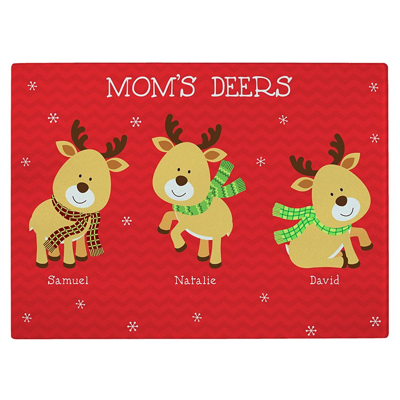 Adorable Fawns Personalized Glass Cutting Board