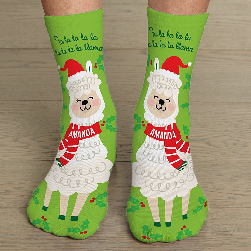 Fa La La Llama Personalized Crew Socks - Large