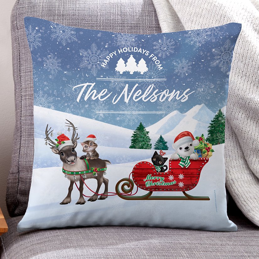 Animal Club International™ Baby Animals Christmas Delivery Throw Pillow