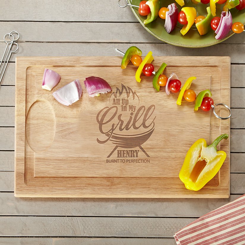 Grilling Enthusiast Personalized Maple Wood Cutting Board