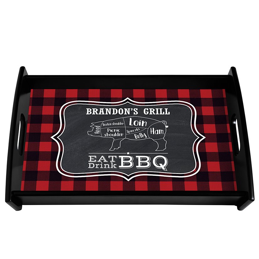 Eat Drink BBQ Personalized Wooden Serving Tray