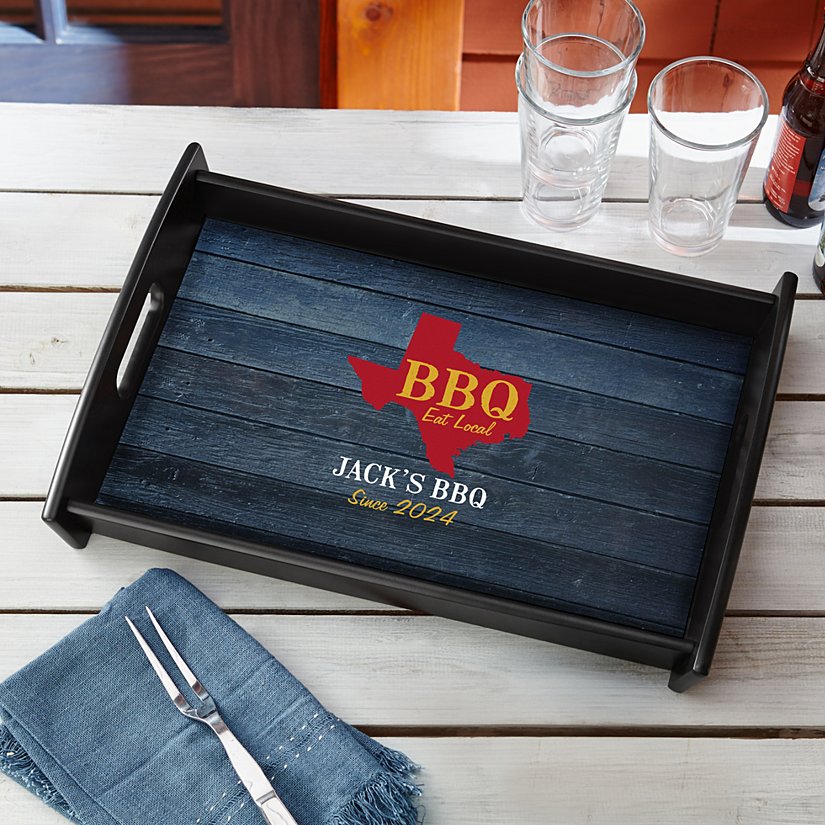 BBQ State Personalized Wood Tray
